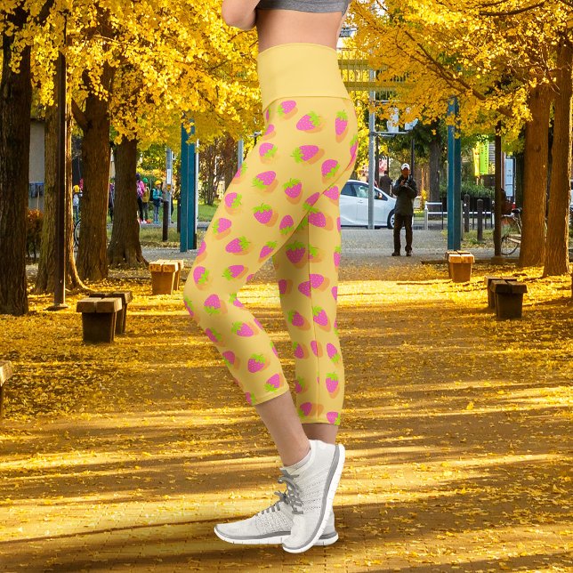 Erdbeergelb Capri Leggings (Strawberry Yellow Capri Leggings)