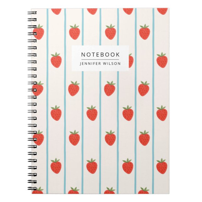 Erdbeergestreiftes Muster Notizbuch Notizblock (Vorderseite)
