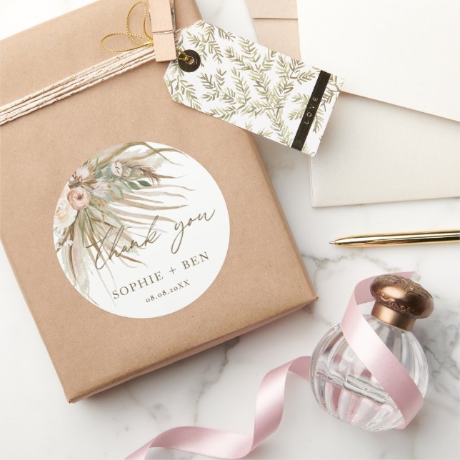 Erdbeergetrocknete Pampas-Gras-Gastgeschenk Hochze Runder Aufkleber (Schenken)