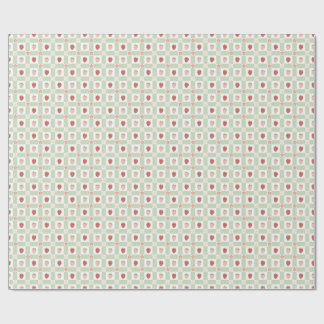 Erdbeergingham Pastellgrün 1. Geburtstag Geschenkpapier
