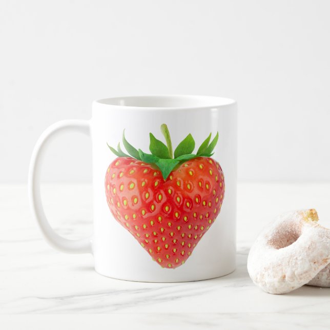 Erdbeerherz Kaffeetasse (Mit Donut)