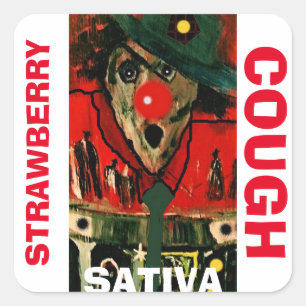 ERDBEERhusten SATIVA Quadratischer Aufkleber