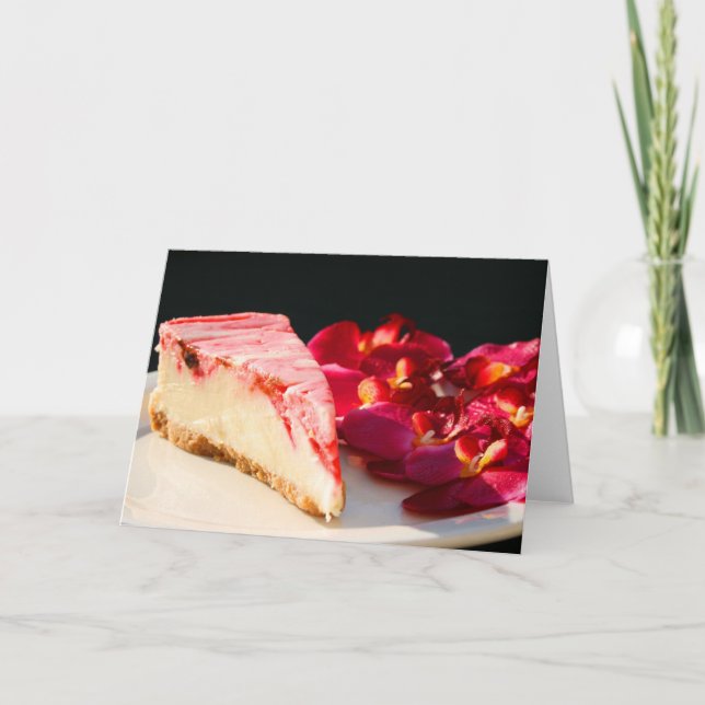 Erdbeerkäsekuchen und Orchideen-Gruß-Karte Karte (Vorderseite)