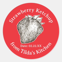 Erdbeerketchup Von Der Küche Des Glasetiketts Runder Aufkleber