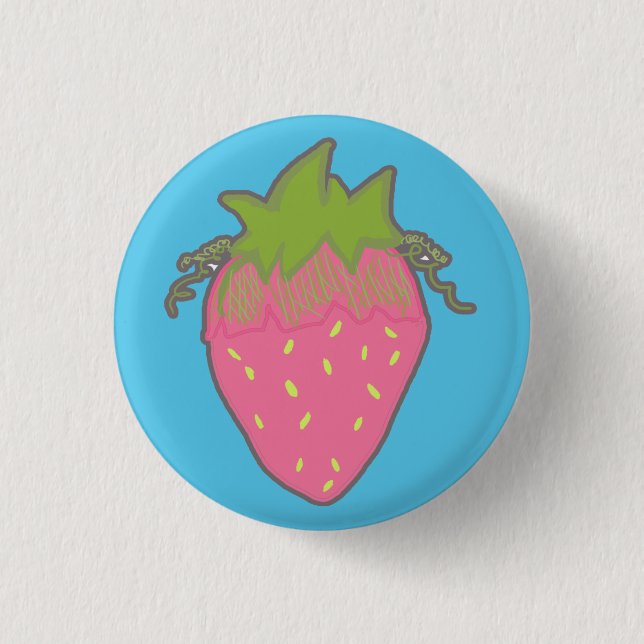Erdbeerknopf Button (Vorderseite)