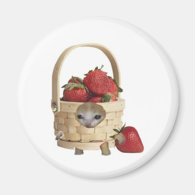 Erdbeerkorb Katze  Magnet (Vorne)