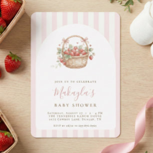 Erdbeerkorb Kokette Rosa Bogen-Baby-Party Einladung