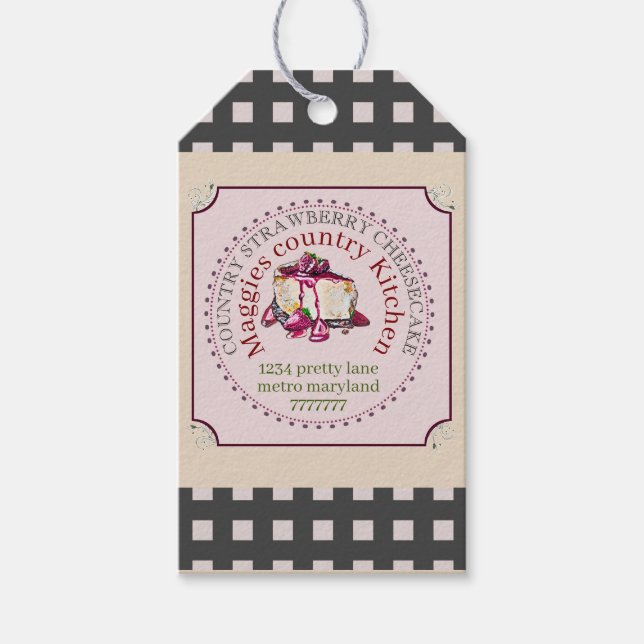 Erdbeerkuchen Geschenkanhänger (Vorderseite)