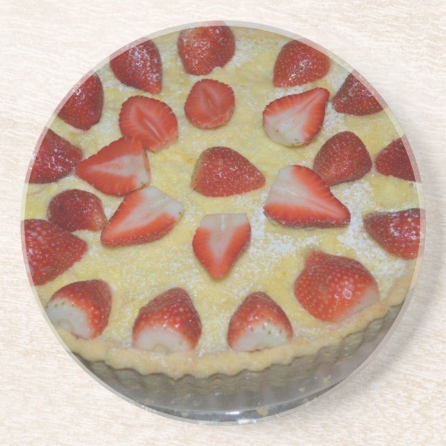 Erdbeerkuchen Getränkeuntersetzer (Vorne)