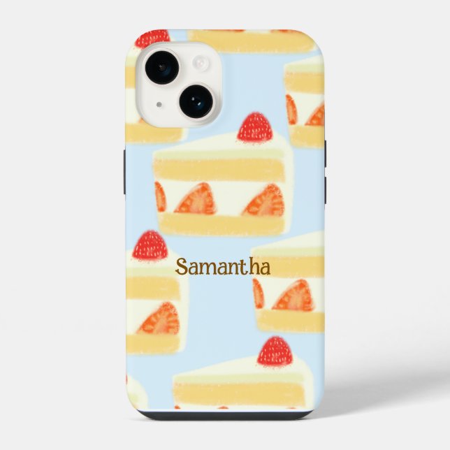 Erdbeerkuchen iPhone 14 Hülle (Rückseite)