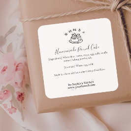 Erdbeerkuchen Minimalistischer Inhaltsstoff Quadratischer Aufkleber