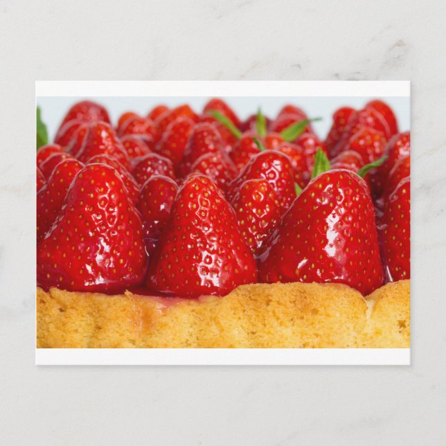 Erdbeerkuchen mit Minze Postkarte (Vorderseite)