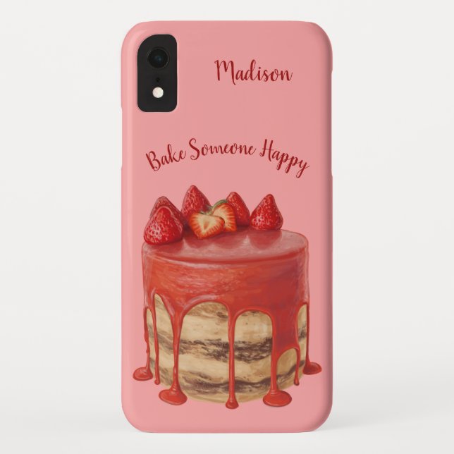 Erdbeerkuchen-Name- u. -texttelefon-Hüllen Case-Mate iPhone Hülle (Rückseite)