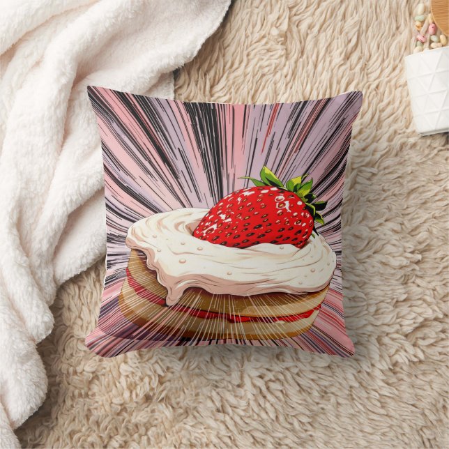 Erdbeerkuchen Nostalgie Kissen (Decke)
