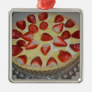 Erdbeerkuchen Silbernes Ornament