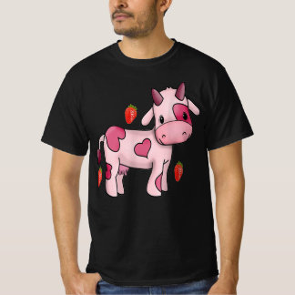 Erdbeerkuh niedlich rosa Aquarellkuh Früchte T-Shirt