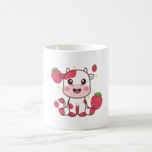 Erdbeerkuh, Niedliche Kuh, rosa Kuh Haustier Kaffeetasse