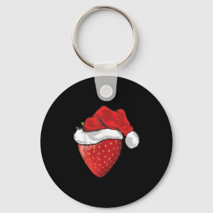 Erdbeerliebhaber-Geschenk Weihnachtsmann-Hut Erdbe Schlüsselanhänger