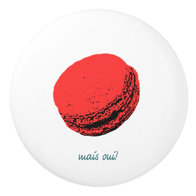 Erdbeermakaroon "mais oui" keramikknauf (Vorderseite)