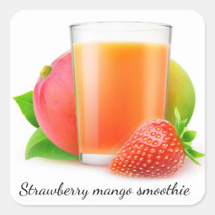 Erdbeermango-Smoothie Quadratischer Aufkleber