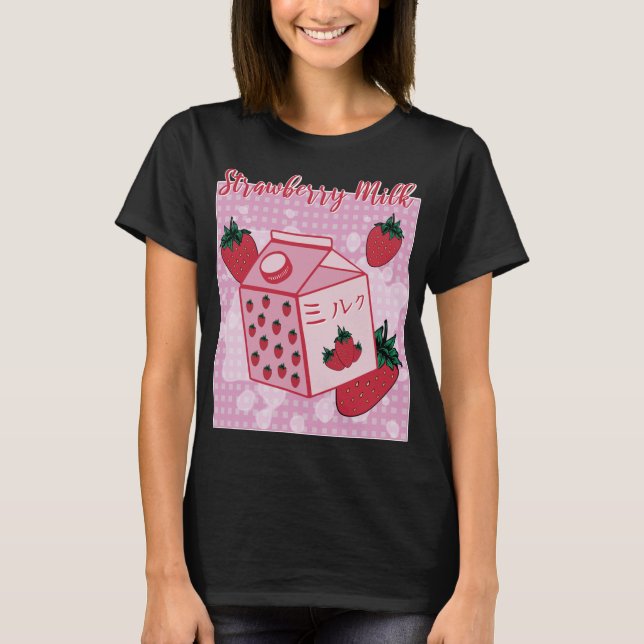 Erdbeermilch Japanischer Retro 90er Jahre Anime Fr T-Shirt (Vorderseite)