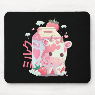 Erdbeermilch-Milchshake Kuh Karton Cute Kawaii J Mousepad