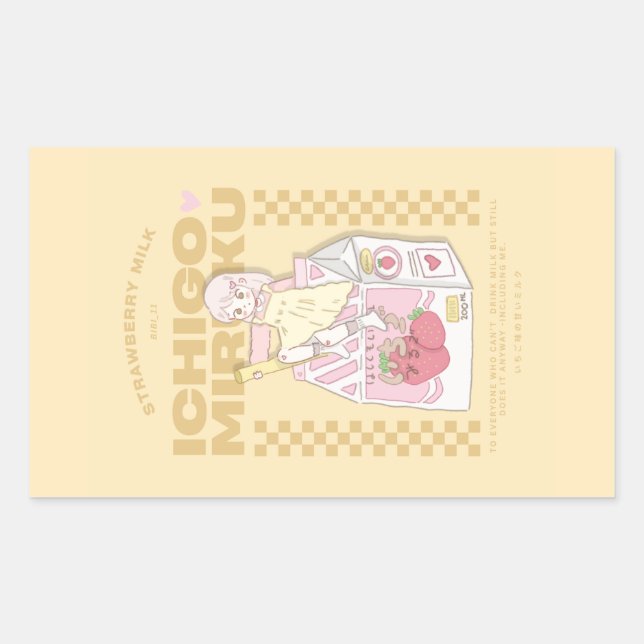 🍓✨Erdbeermilch ✨🍓 Rechteckiger Aufkleber (Vorderseite)