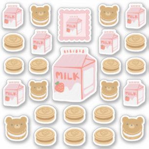 Erdbeermilch und Keksrümpfe Aufkleber