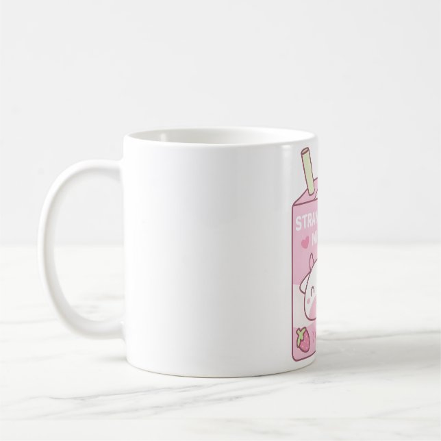 Erdbeermilchpaket mit Niedlichem Kuhdoodle Kaffeetasse (Links)