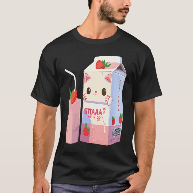 Erdbeermilchshake-Katze  3 T-Shirt (Vorderseite)