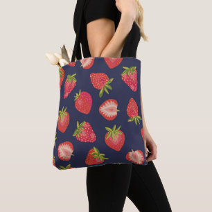 Erdbeermuster auf Blau Tasche