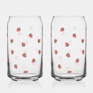 Erdbeermuster aus Hartglas, Set von 2 Dosenglas