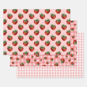 Erdbeermuster-Baby-Party Geschenkpapier Set