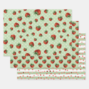 Erdbeermuster-Baby-Party Geschenkpapier Set