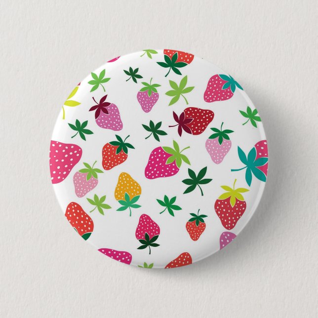 Erdbeermuster Button (Vorderseite)