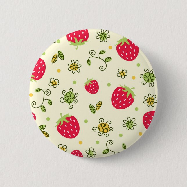 Erdbeermuster Button (Vorderseite)