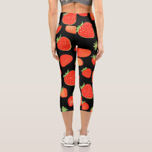 Erdbeermuster Capri Leggings