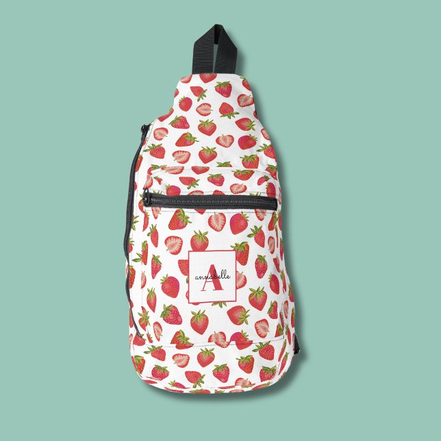 Erdbeermuster Crossbody Bag (Strawberry pattern monogram sling bag)