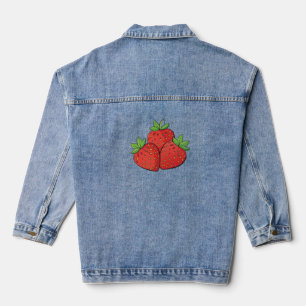 Erdbeermuster-Denimjacke Jeansjacke