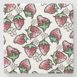 Erdbeermuster Erdbeeren für immer Steinuntersetzer
