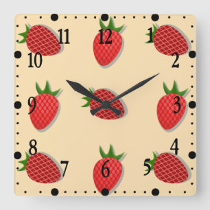 Erdbeermuster für fruchtige Sommerstimmung Quadratische Wanduhr