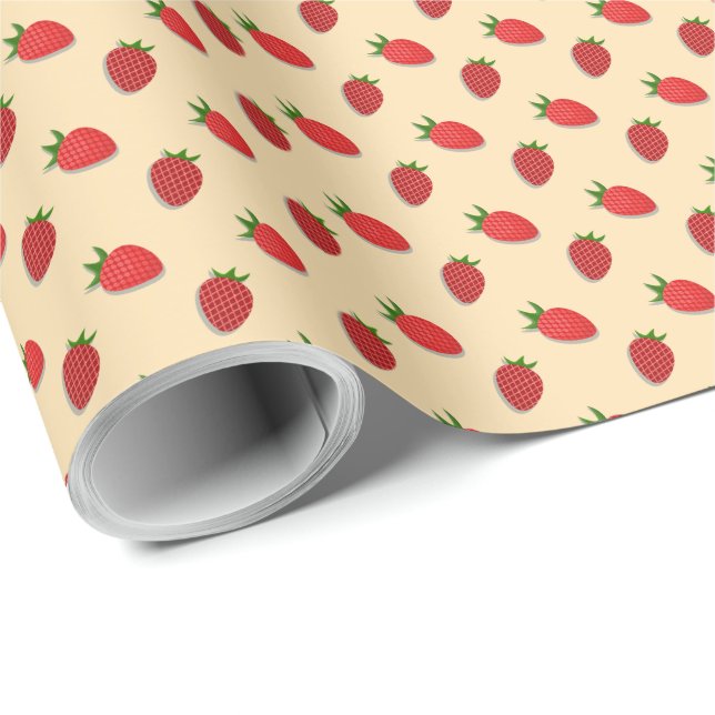 Erdbeermuster für fruchtigen Sommer Geschenkpapier (Rolleneckpunkt)