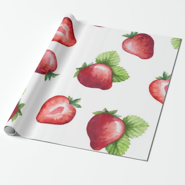 Erdbeermuster Geschenkpapier (Ungerollt)
