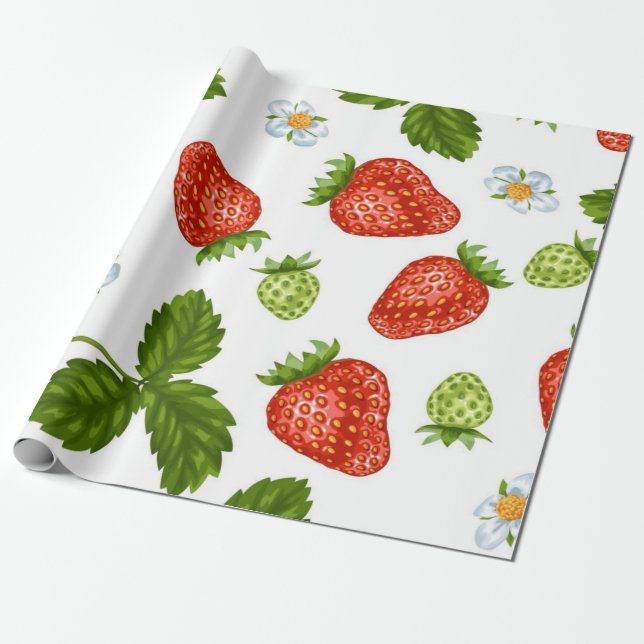 Erdbeermuster Geschenkpapier (Ungerollt)