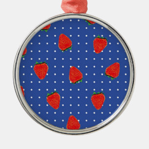 Erdbeermuster mit Punkten Silbernes Ornament