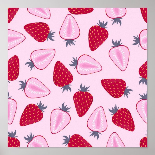 Erdbeermuster Poster (Vorne)