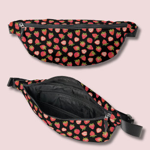 Erdbeermuster rot schwarz bauchtasche