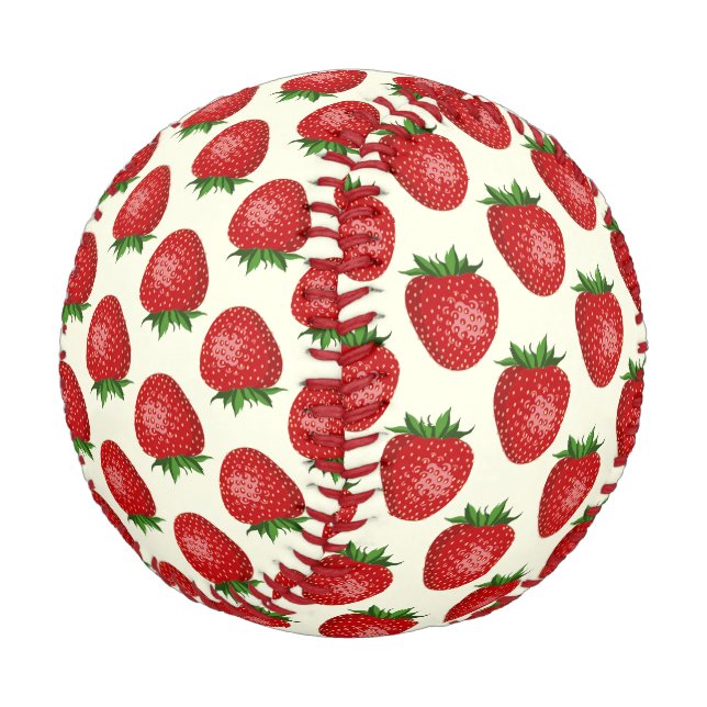 Erdbeermuster, Rote Erdbeeren, Obst, Leaf Baseball (Schrägansicht)