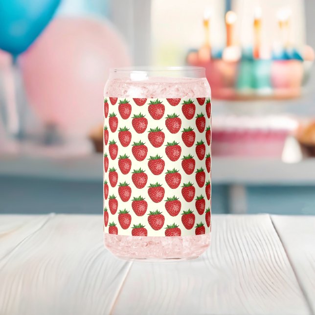 Erdbeermuster, Rote Erdbeeren, Obst, Leaf Dosenglas (Insitu (Baby Party))
