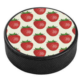 Erdbeermuster, Rote Erdbeeren, Obst, Leaf Eishockey Puck